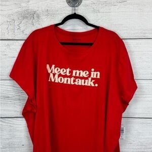 Torrid Belle Isle Plus Size Red "Meet in Montauk Heritage' Jersey Crew Tee 3X